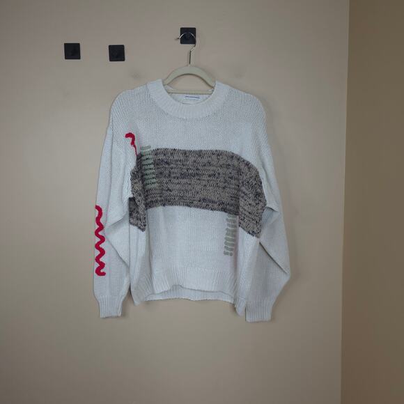 Vintage Peninsula Abstract 80s Print Grandpa Crewneck Sweater Size M - Picture 1 of 8
